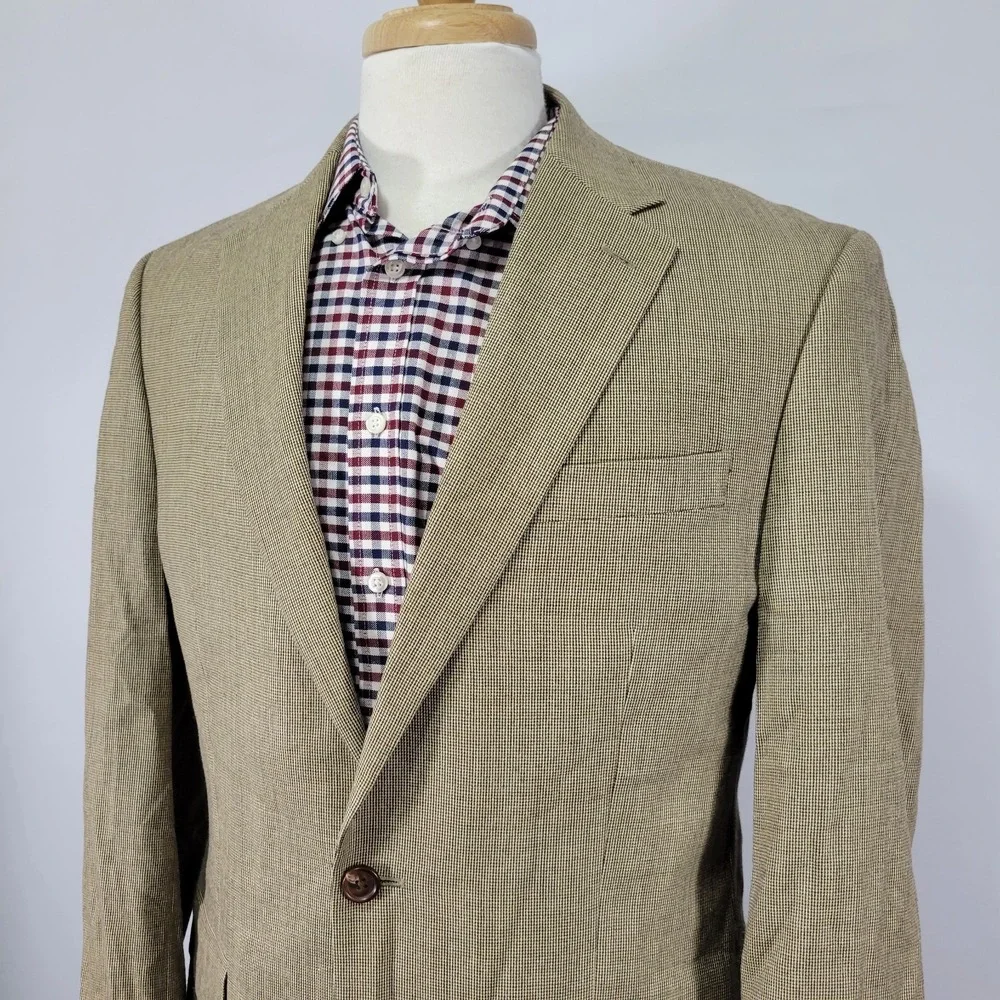 Lauren Ralph Lauren Men's Sport Coat Blazer Two Button‎ Beige Silk Wool Size 40L - Picture 7 of 14